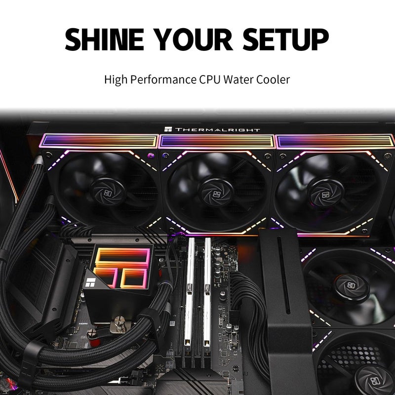 Thermalright مبرد وحدة المعالجة المركزية Aio الأسود فريزن إنفينيتي 360، مراوح TL-M12*3 PWM، مبرد مياه وحدة المعالجة المركزية، مرآة إنفينيتي ARGB، تبريد سائل لوحدة المعالجة المركزية 360: LGA1851/1700/1150/1151/1200/2011، تبريد مياه الكمبيوتر - Image 5